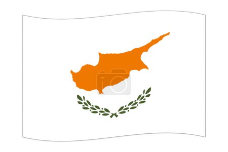 Waving flag of the country Cyprus. Vector illustration.