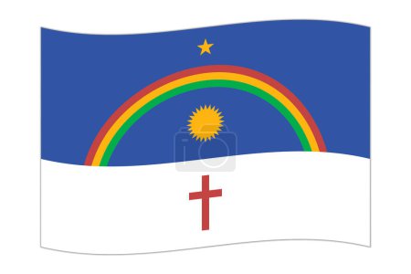 Illustration for Waving flag of Pernambuco. Vector illustration. - Royalty Free Image
