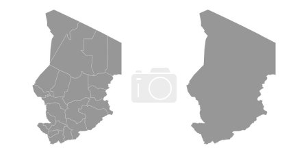 Chad map with administrative divisions. Vector illustration.