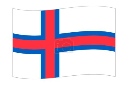 Waving flag of the country Faroe Islands. Vector illustration.