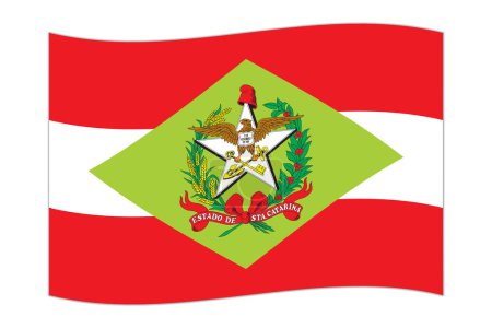 Waving flag of Santa Catarina. Vector illustration.