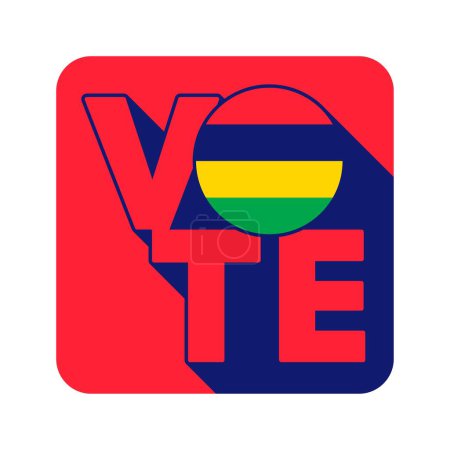 Vote sign, postcard, poster. Banner with Mauritius flag. Vector illustration.