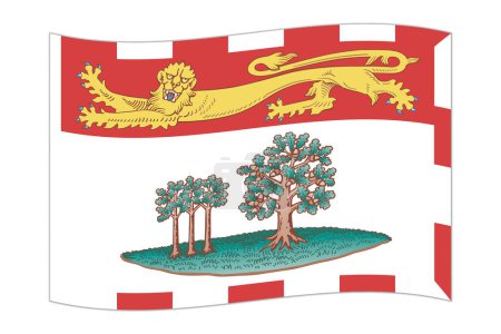 Waving flag of Prince Edward Island, province of Canada. Vector illustration.