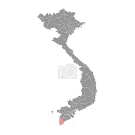 Carte de la province de Ca Mau, division administrative du Vietnam. Illustration vectorielle.