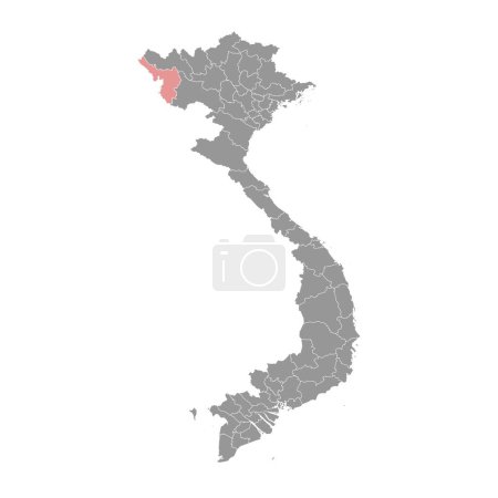 Dien Bien province map, administrative division of Vietnam. Vector illustration.