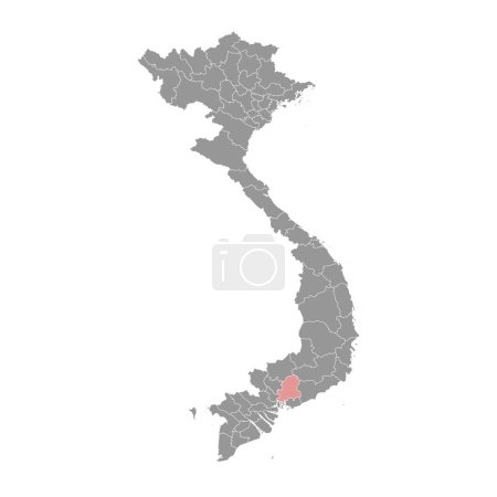 Karte der Provinz Dong Nai, Verwaltungseinheit Vietnams. Vektorillustration.
