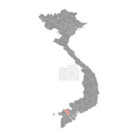 Karte der Provinz Dong Thap, Verwaltungsgliederung Vietnams. Vektorillustration.