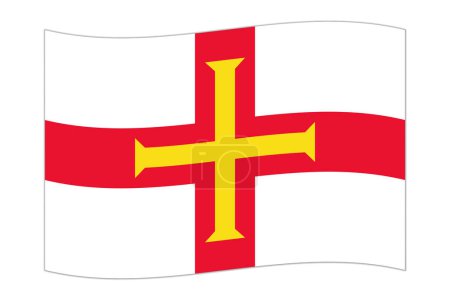 Waving flag of the country Guernsey. Vector illustration.