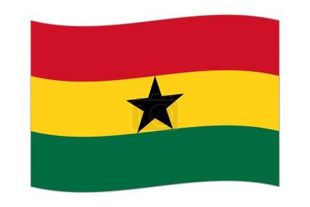 Waving flag of the country Ghana. Vector illustration.