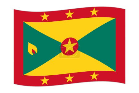 Illustration for Waving flag of the country Grenada. Vector illustration. - Royalty Free Image
