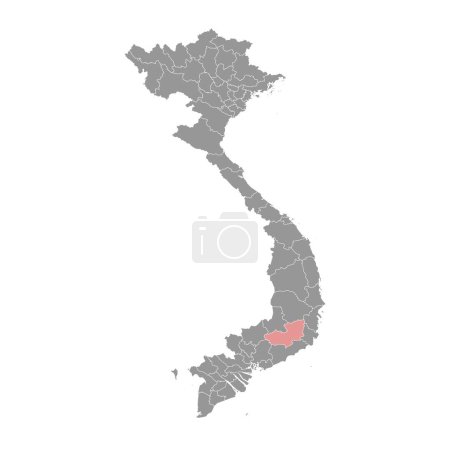 Karte der Provinz Lam Dong, Verwaltungseinheit Vietnams. Vektorillustration.