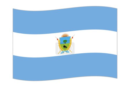 Drapeau agitant de La Pampa, division administrative de l'Argentine. Illustration vectorielle.