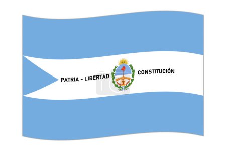 Bandera ondeante de Corrientes, división administrativa de Argentina. Ilustración vectorial.