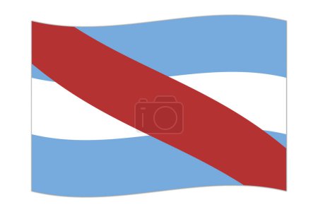 Bandera ondeante de Entre Rios, división administrativa de Argentina. Ilustración vectorial.