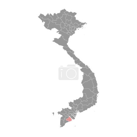 Karte der Provinz Soc Trang, Verwaltungsgliederung Vietnams. Vektorillustration.