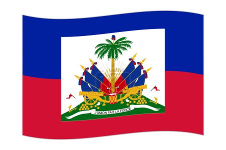 Waving flag of the country Haiti. Vector illustration.