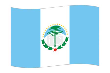 Bandera ondeante de Neuquén, división administrativa de Argentina. Ilustración vectorial.