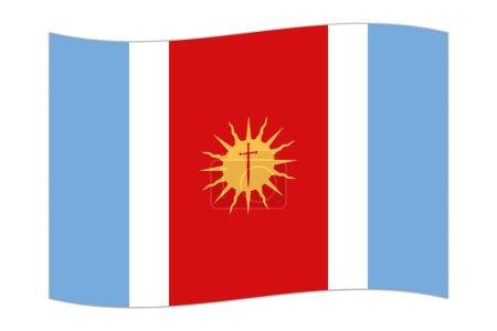 Illustration for Waving flag of Santiago del Estero, administrative division of Argentina. Vector illustration. - Royalty Free Image