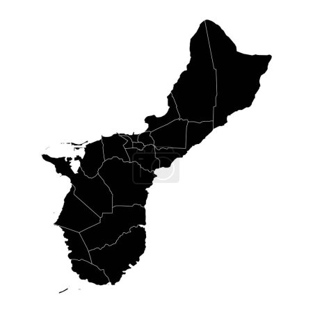 Carte de Guam avec divisions administratives. Illustration vectorielle.