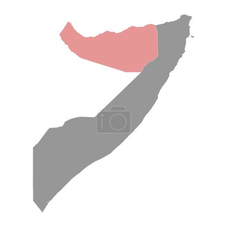 Somalilandia mapa gris. Ilustración vectorial.