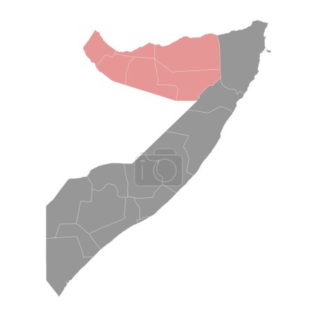Somaliland map with administrative divisions. Vector illustration.