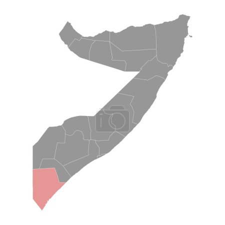 Lower Juba region map, administrative division of Somalia. Vector illustration.