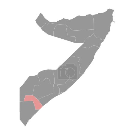 Carte de la région de Middle Juba, division administrative de la Somalie. Illustration vectorielle.