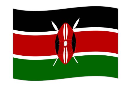 Waving flag of the country Kenya. Vector illustration.
