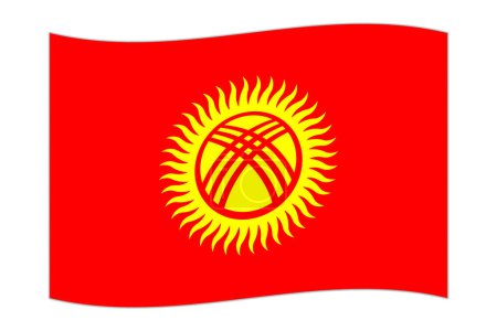 Waving flag of the country Kyrgyzstan. Vector illustration.