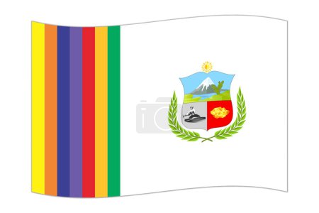 Waving flag of Department of Apurimac, administrative division of Peru. Vector illustration.