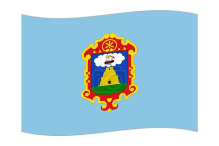 Waving flag of Department of Ayacucho, administrative division of Peru. Vector illustration.