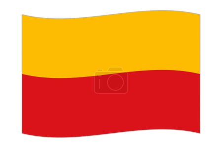 Waving flag of Department of Lambayeque, administrative division of Peru. Vector illustration.