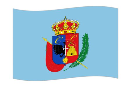 Waving flag of Department of Cajamarca, administrative division of Peru. Vector illustration.
