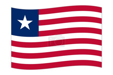Waving flag of the country Liberia. Vector illustration.