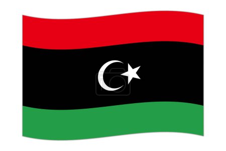 Waving flag of the country Libya. Vector illustration.