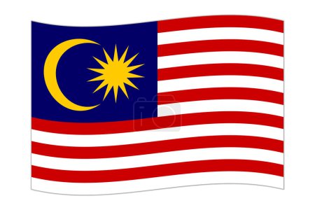 Waving flag of the country Malaysia. Vector illustration.