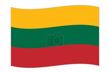 Waving flag of the country Lithuania. Vector illustration.