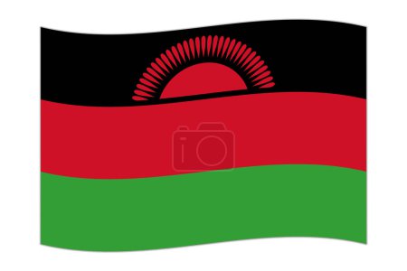 Waving flag of the country Malawi. Vector illustration.