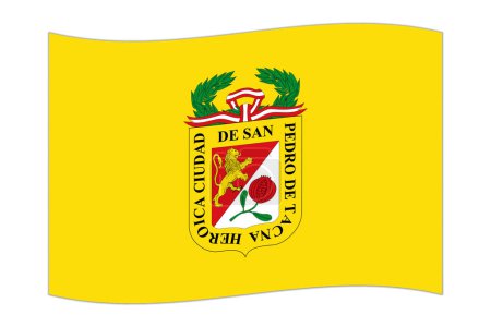 Bandera ondeante del Departamento de Tacna, división administrativa del Perú. Ilustración vectorial.