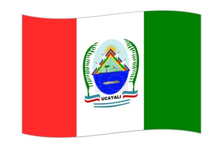 Bandera ondeante del Departamento de Ucayali, división administrativa del Perú. Ilustración vectorial.