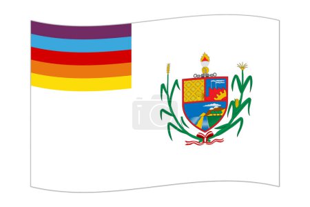 Illustration for Waving flag of Department of La Libertad, administrative division of Peru. Vector illustration. - Royalty Free Image