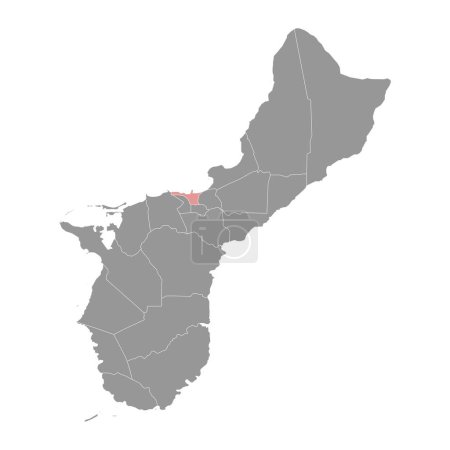 Carte de la municipalité de Hagatna, division administrative de Guam. Illustration vectorielle.