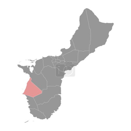 Hagat mapa del municipio, división administrativa de Guam. Ilustración vectorial.