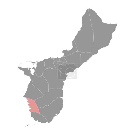 Karte der Gemeinde Humatak, Verwaltungsbezirk von Guam. Vektorillustration.
