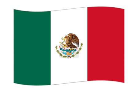 Waving flag of the country Mexico. Vector illustration.