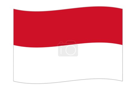 Waving flag of the country Monaco. Vector illustration.