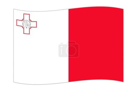 Waving flag of the country Malta. Vector illustration.