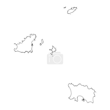 Carte des îles Anglo-Normandes. Illustration vectorielle.