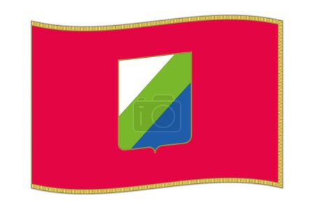 Waving flag of Abruzzo region, administrative division of Italy. Vector illustration.