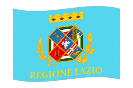 Waving flag of Lazio region, administrative division of Italy. Vector illustration.